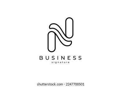 Initial letter N, monogram logo, in simple design on white background