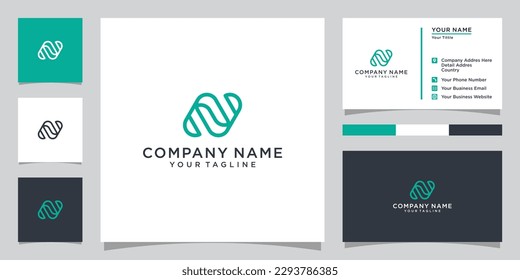Initial letter N monogram logo design vector with business card design.