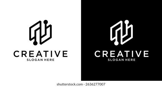 Initial letter N monogram logo design vector
