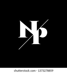 Initial Letter N Monogram Sliced. Logo template isolPated on black background