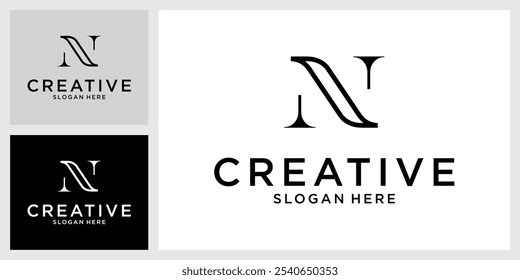 Initial letter N monogram vector logo design template