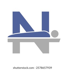 Initial Letter N MRI Symbol Of Medical MRI Procedure Vector Template. Tomography Sign