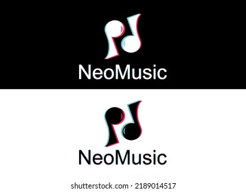 Initial Letter N Music Logo. Geometric Shape Letter N with Tone Icon Isolated on Two Background. Usable for Audio, Business and Branding Logos. Flat Vector Design template Element