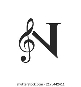 Initial Letter N Music Logo. Dj Symbol Podcast Logo Icon Vector Template