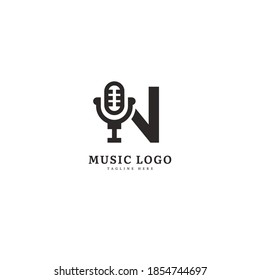 Initial letter N. Music microphone logotype. Elegant music sound logo fit for business and music event. Vector logo design.