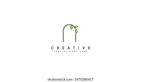 Initial Letter N natural logo design vector illustration.