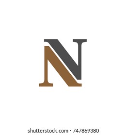 Initial letter n or nb logo design in flat style