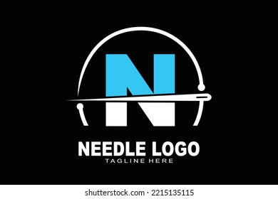 initial Letter N needle logo