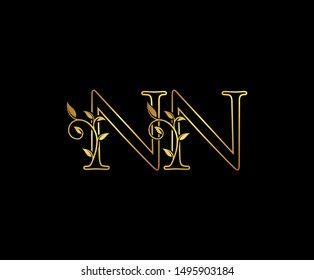Initial letter N and NN, Gold Logo Icon, classy gold letter monogram logo icon suitable for boutique,restaurant, wedding service, hotel or business identity.