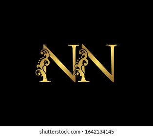 Initial letter N and NN, Gold Logo Icon, classy gold letter monogram logo icon suitable for boutique,restaurant, wedding service, hotel or business identity.