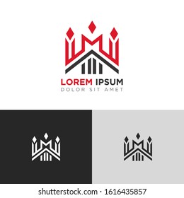 Initial Letter N NN M  with crown linked uppercase overlap modern logo design template. Suitable for business, consulting group company. Vector Illustration.