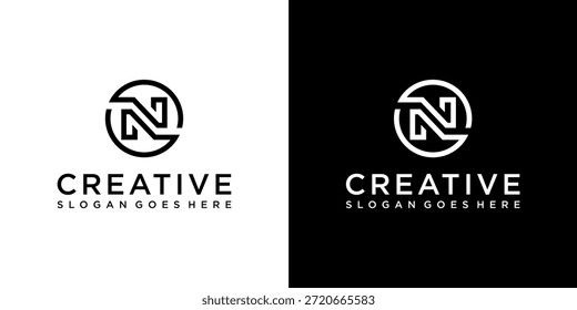 Vector inicial del diseño del logotipo del monograma de la letra N o NN