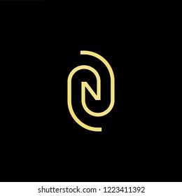 Initial letter N NN ON NO minimalist art logo, gold color on black background.