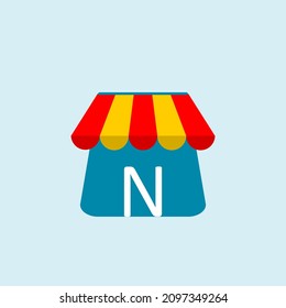 initial letter n on shopping bag. Abstract shopping logo. Online shop logo. Vector logo template