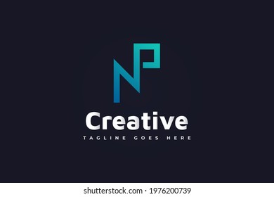 Initial Letter N and P Logo in Blue Gradient. NP Logo Usable For Business or Identity Logos. Vector graphic design template element