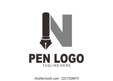 initial Letter N pen logo