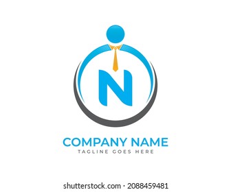 letra inicial N Personas, logotipo humano. Ilustraciones del vector de logotipos de hombres de negocios. Diseño de logotipo vectorial para empresas de consultoría y negocios.
