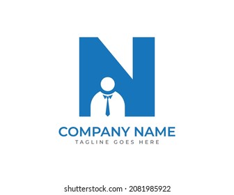 letra inicial N Logo de personas. Ilustraciones del vector de logotipos de hombres de negocios. Diseño de logotipo vectorial para empresas de consultoría y negocios.
