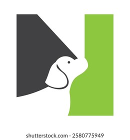 Initial Letter N Pet Logo Concept With Dog Head Symbol Vector Template