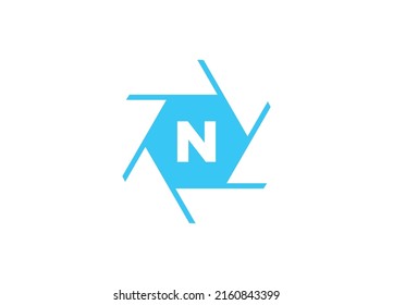 Initial Letter N Photography Logo Camera lens Concept. Capture Logo Combined N Letter Camera Sign Logo