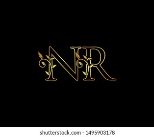 Initial letter N and R, NR, Gold Logo Icon, classy gold letter monogram logo icon suitable for boutique,restaurant, wedding service, hotel or business identity.