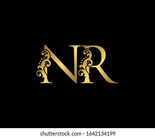 Initial letter N and R, NR, Gold Logo Icon, classy gold letter monogram logo icon suitable for boutique,restaurant, wedding service, hotel or business identity.