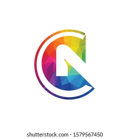Initial letter N round shape vector logo design.	
