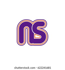 initial letter n and s. ns monogram outline logo