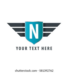 Initial Letter N Shield Icon Design Logo Template