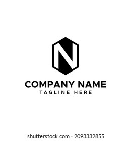 initial letter N shield logo vector	