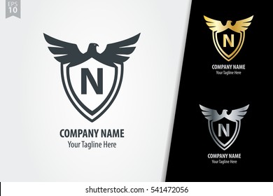 Initial Letter N With Shield Logo Design