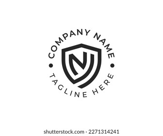 initial Letter N Shield Monogram Logo Concept symbol icon sign Element Design. Protection, Security, Cyber, Guardian Logotype. Vector illustration template