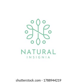 Initial Letter N with simple floral flower beauty mandala pattern for nature cosmetic elegant luxury logo design