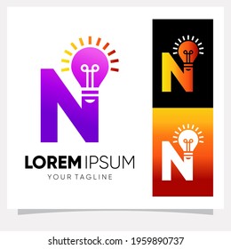 Initial Letter N Smart Light Bulb Logo Design Vector Graphic
