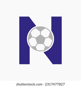 Initial Letter N Soccer Logo. Football Logo Design Vector Template