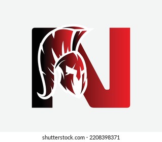 logotipo inicial de la letra N espartana, gimnasio y logotipo de fitness.