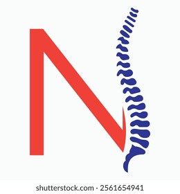 Initial Letter N Spine Logo Concept For Chiropractic Logo Design, Medical Physiotherapy Symbol