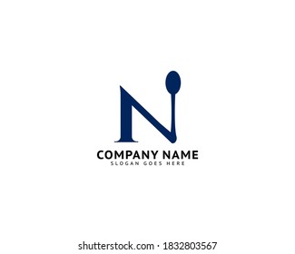 Initial Letter N with Spoon for Restaurant Logo Design