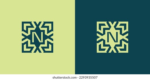 Initial letter N square abstract pattern logo