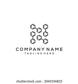 Initial Letter N with Square Line Hexagon Logo Design Template Honeycomb Beehive