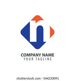 Initial Letter N Square Logo