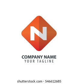 Initial Letter N Square Logo