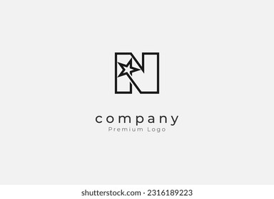 Initial Letter N Star Logo Design, letter N with Star combination, vector illustration