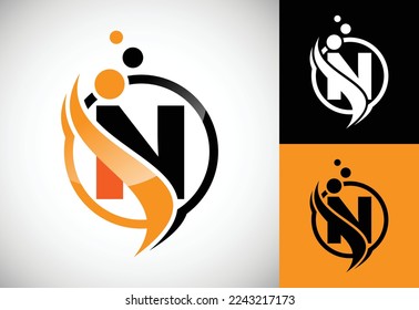 Letra inicial N con el concepto de diseño de logotipo biotecnológico. Logotipo para la tecnología científica.