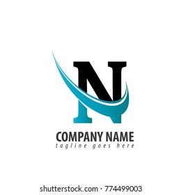 Initial Letter N Swoosh Logo
