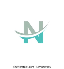 initial letter n swoosh modern logo vector