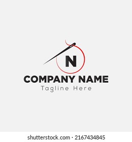 Initial Letter N Tailor Logo, Needle and Thread Combination. Needle logo, Embroider, Textile, Fashion, Cloth, Fabric Template