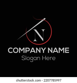 Initial Letter N Tailor Logo, Needle and Thread Combination. Needle logo, Embroider, Textile, Fashion, Cloth, Fabric Template