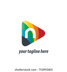 Initial Letter N Triangle Design Logo
