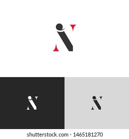 Initial Letter in i n  uppercase modern logo design template elements. red letter Isolated on black white grey background. Suitable for business, consulting group company.